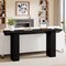 Black MDF Sofa Table with Triangular Side Panels and Modern Design